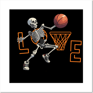 Skeleton Playing basketball - Just a Skeleton who love  basketball Posters and Art